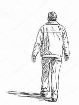 Walking Man Sketch Draw Drawing Away Person Coloring Sketches Vector Side Template Illustration Icon Pages sketch template
