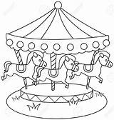 Coloring Round Merry Go Line Pages Carousel Stock Vector Clip Horses Horse Adults Kids Illustration Drawing Circus Sketch Outline Depositphotos sketch template