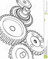 Gear Gears Drawing Tattoo Cogs Sketch Line Steampunk Mechanical Coloring Drawings Wheels Mechanism Stencil Stock Illustration Tattoos Nicknacks Other Dreamstime sketch template
