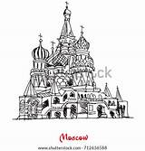 Cathedral Moscow Vector St Russia Basils Stock Shutterstock Basil Sketch Background Preview sketch template