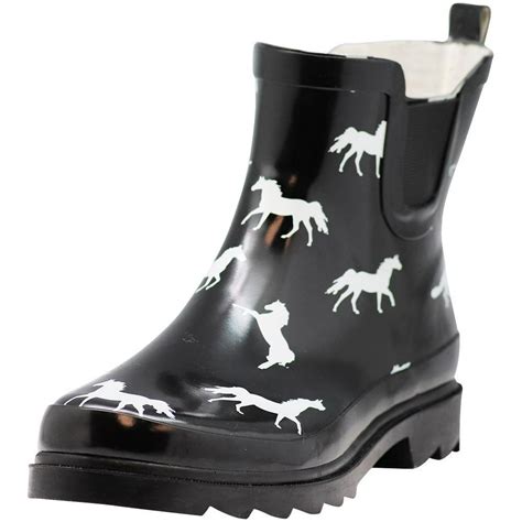 norty norty  women  ankle high rain boots rubber snow rainboot shoe bootie  black