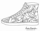 Coloring Shoes Pages Shoe Converse Nike Tennis Birds Drawing Print Adult Color Air Jordans Printable Colouring Sheets Adults Jordan High sketch template