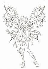 Winx Believix Coloring Flora Fairy Enchantix sketch template