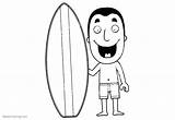 Surfboard Coloring Pages Beach Man Printable Kids Adults sketch template