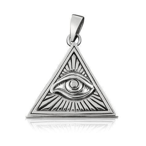 925 Sterling Silver Egyptian Pyramid All Seeing Eye Of God Horus