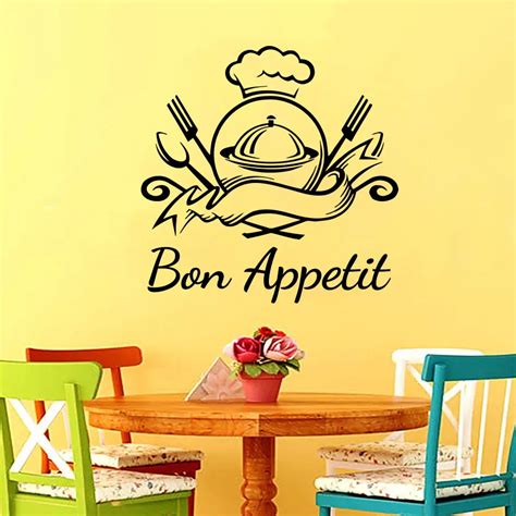 bon appetit quote wall sticker  dining room kitchen wall poster decal home decoration mural