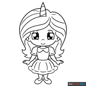 unicorn girl coloring page easy drawing guides