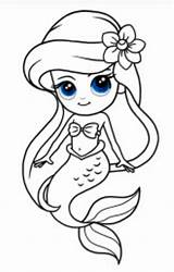 Mermaid Drawings Drawing Ariel Easy Little Coloring Pages Cute Draw Cartoon Kids Sketch Uploaded User sketch template