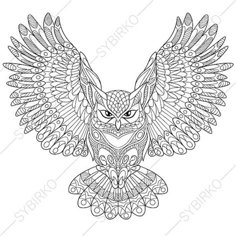 owl coloring page animal coloring book pages  adults etsy