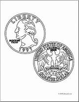 Quarter Coloring Clipart Pages Coin Projects Sketchite sketch template