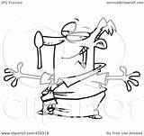 Businessman Spoon Showing Coloring Illustration Cartoon Line Off His Trick Nose Balance Royalty Clipart Toonaday Rf sketch template