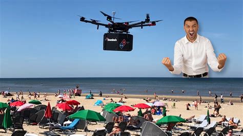 dominos delivers pizza  drone  dutch beach      trial
