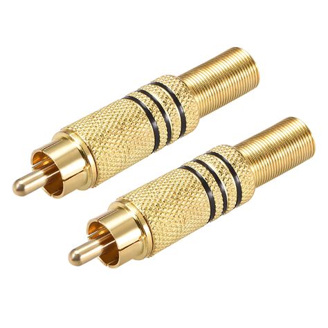 rca stereo male solder connector audio video cable power adapter gold