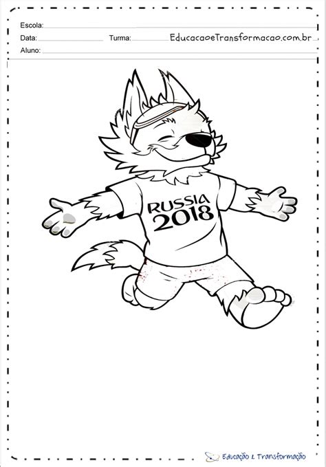 desenhos para colorir copa do mundo 2018 mascote russia educação e transformação copa do
