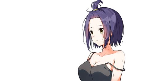 anime manga anime girls simple background purple hair singlets