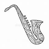 Saxophone Saxofoon Sassofono Vecteur Adultes Kleurend Papiers Peints Adulti Vettore Degli Libro Zentangle Serpent Doodle Myloview sketch template
