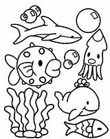 Coloring Sea Animal Cute Dolls Animals Pages Color sketch template