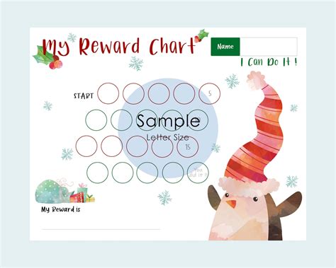 christmas reward chart printable reward chart  kids etsy