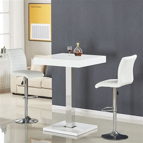 topaz bar table  white high gloss   ripple stools