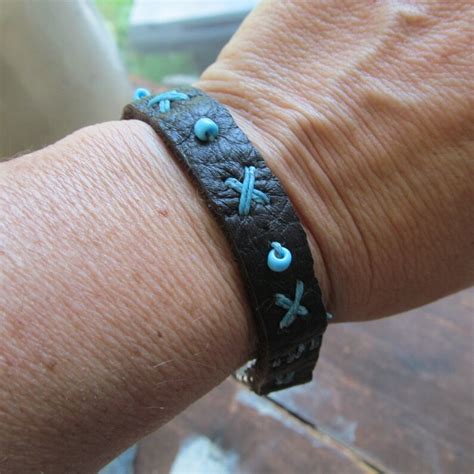 boho leather silver bracelet hippie colorful turquoise
