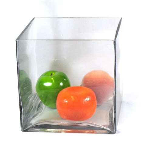 8 Square Large Glass Vase 8 Inch Clear Cube Oversize