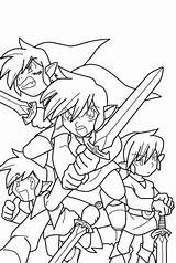 Four Swords Zelda Coloring Pages Legend Template Lineart sketch template