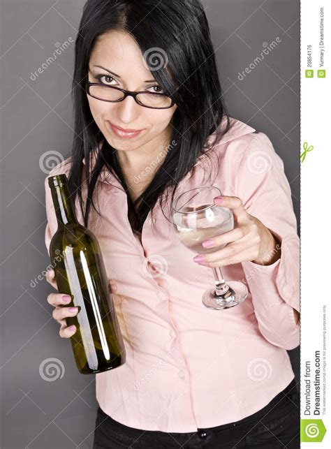 Beautiful Sexy Girl Holding A Bottle Of Wine And A Royalty