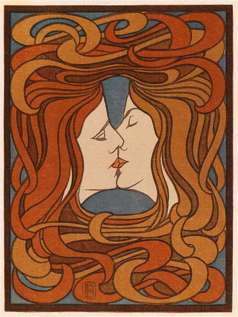 Künstlerische Illustration The Kiss Vintage Homoerotic Art Nouveau