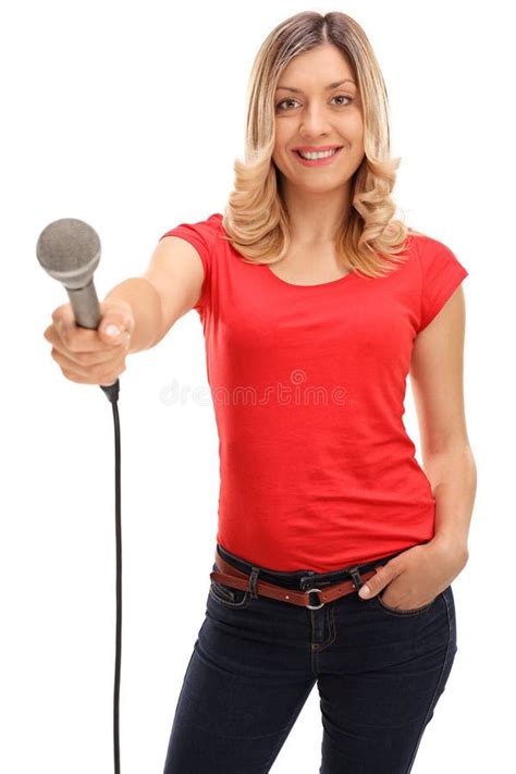 blonde female interviewer stock   royalty  stock   dreamstime