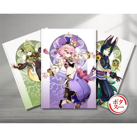 jual koleksi poster a5 anime game genshin impact a2 ayaka ganyu eula