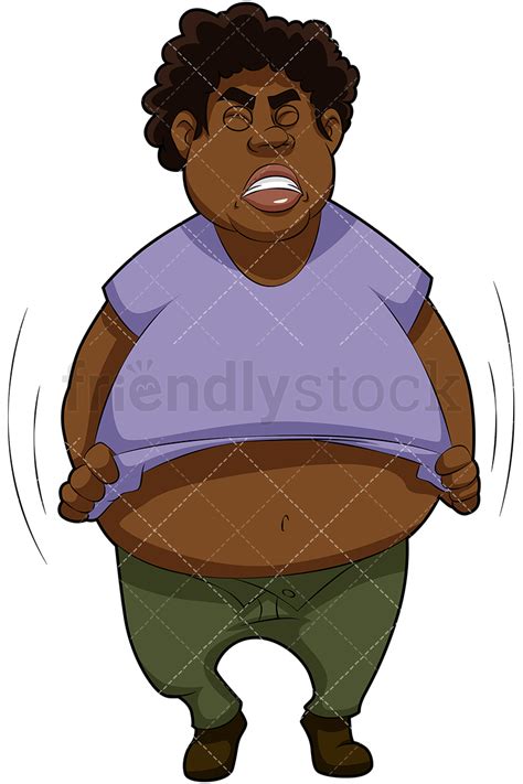 Overweight Black Man Cartoon Vector Clipart Friendlystock