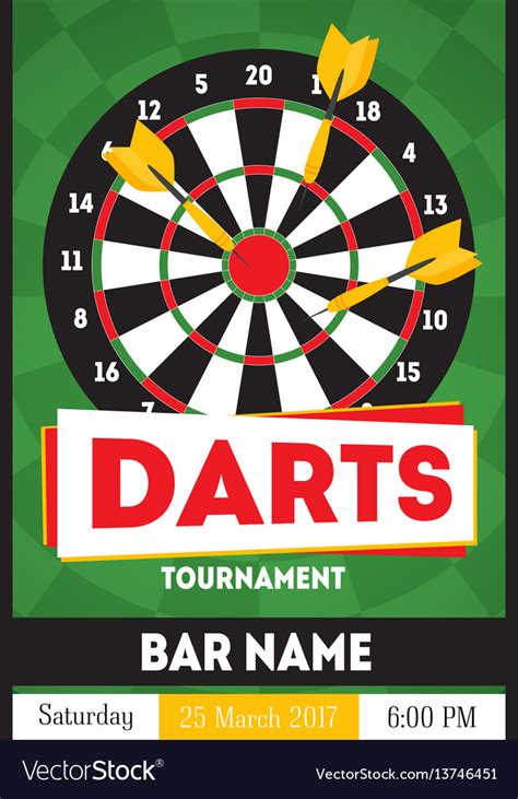 cartoon darts tournament poster  bar royalty  vector