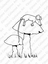 Sleeping Mouse Coloring Adults Toadstools Hand Mice Drawn Stamp sketch template