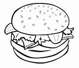 Hamburger Coloring Food Junk Pages Kids Printable Easy Xyz Drawing sketch template