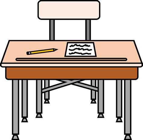 school desk  chair  worksheet  pencil clipart