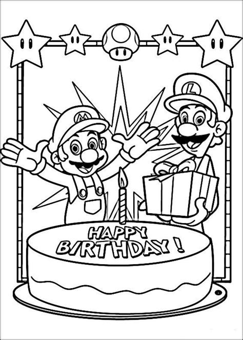 mario bross coloring pages  happy birthday drawings birthday