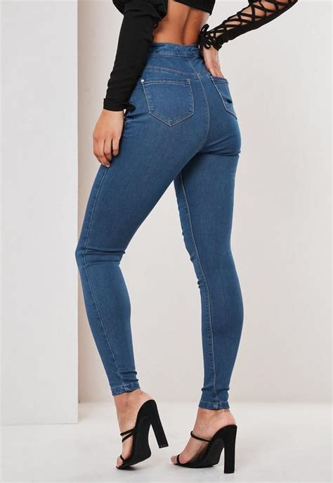 jean skinny bleu taille haute vice missguided
