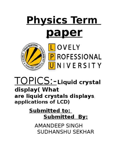 liquid crystal display term papaer   liquid crystal