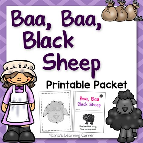 baa baa black sheep nursery rhyme packet mamas learning corner