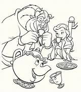 Beast Beauty Coloring Pages Printable Dinner Disney Book sketch template