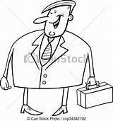 Coloring Businessman Book Illustration Briefcase Overweight Character Cartoon sketch template