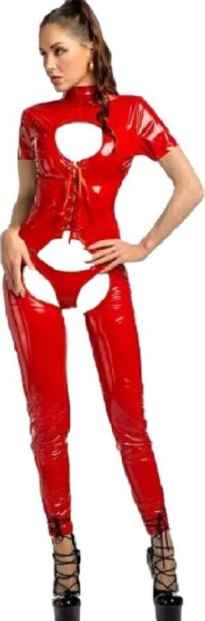 Generic Top Totty Red Saucy Role Play Latex Women Sexy Cutout Pvc Faux