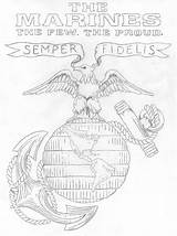 Usmc Marine Logo Corps Drawing Drawings Getdrawings sketch template