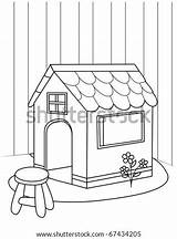 Playhouse Coloring Illustration Line Shutterstock Footage Vectors Illustrations Music Search sketch template