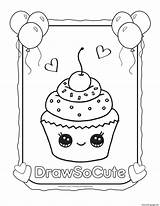 Coloring Cute Draw Pages Cupcake So Drawing Printable Drawings Kids Print Cupcakes Unicorn Cake Starbucks Outline Color Food Animal Really sketch template