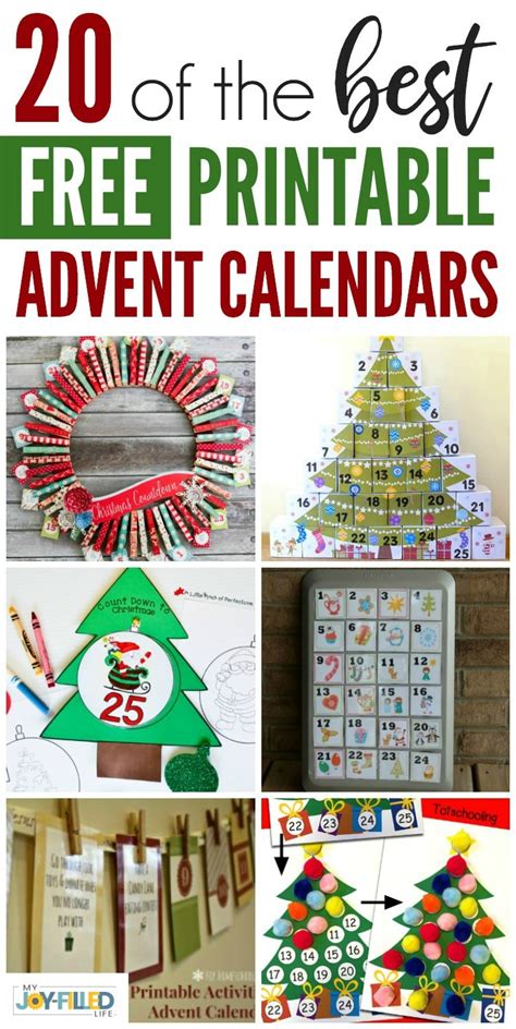 printable advent calendars  joy filled life