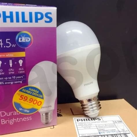Jual Lampu Bohlam Led Bulb Philips 14 5 Watt Warmwhite E27 220v 1700