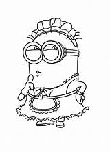 Minion Coloring Pages Girl Minions Color Cartoon Drawing Choose Board sketch template