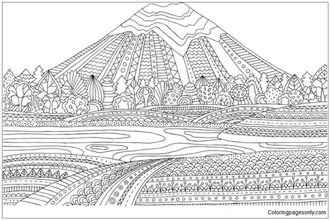 mountain landscape coloring page  printable coloring pages