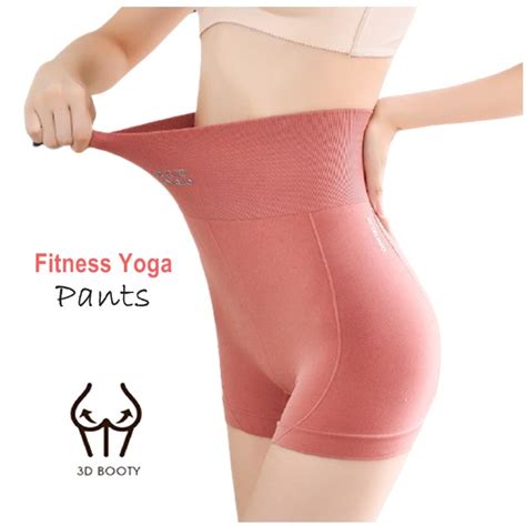 buy fitness yoga pants womens stretch sports  quarter pants high waist tight fitting hips